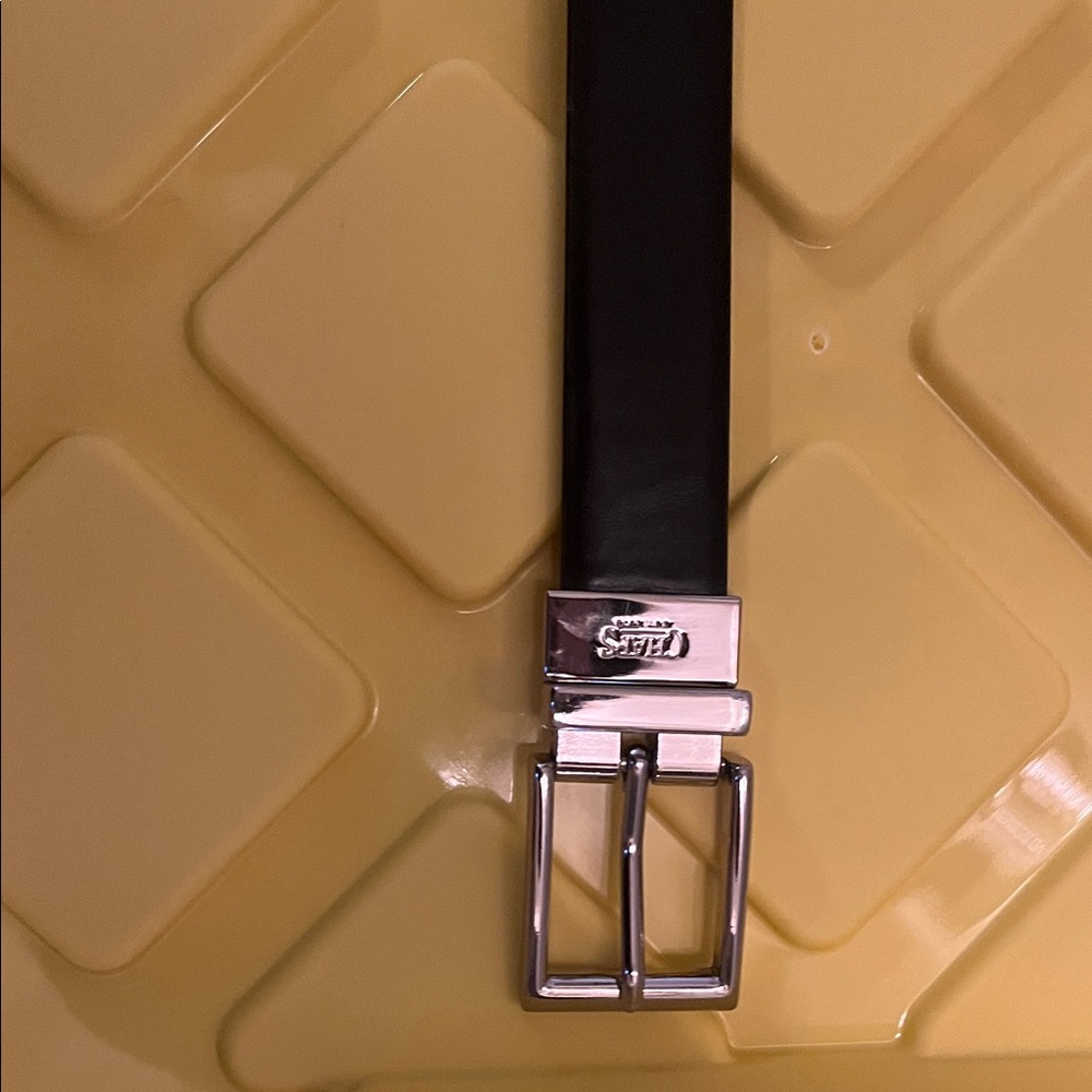 Men’s Chaos Reversible Black/Brown Leather Belt with Silver Buckle